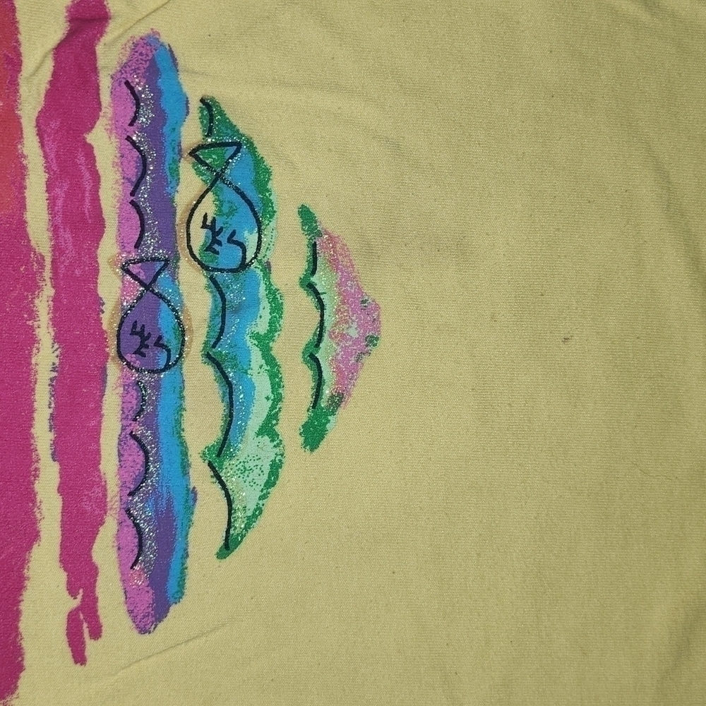 Healthtex Yellow Short Sleeve Tee with Colorful Ocean Theme in Heart Design - Picture 2 of 4